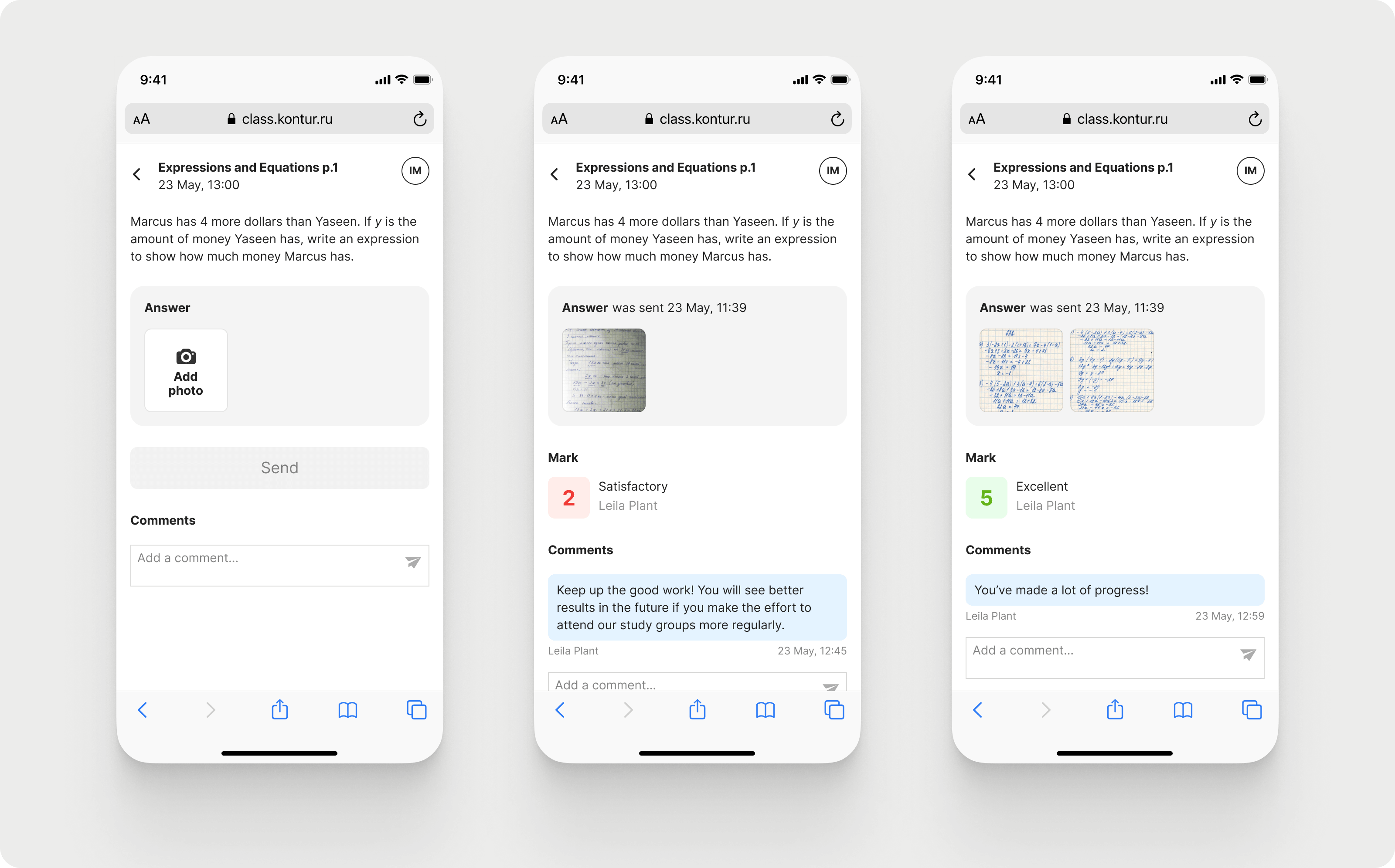 Another view of mobile interface for students