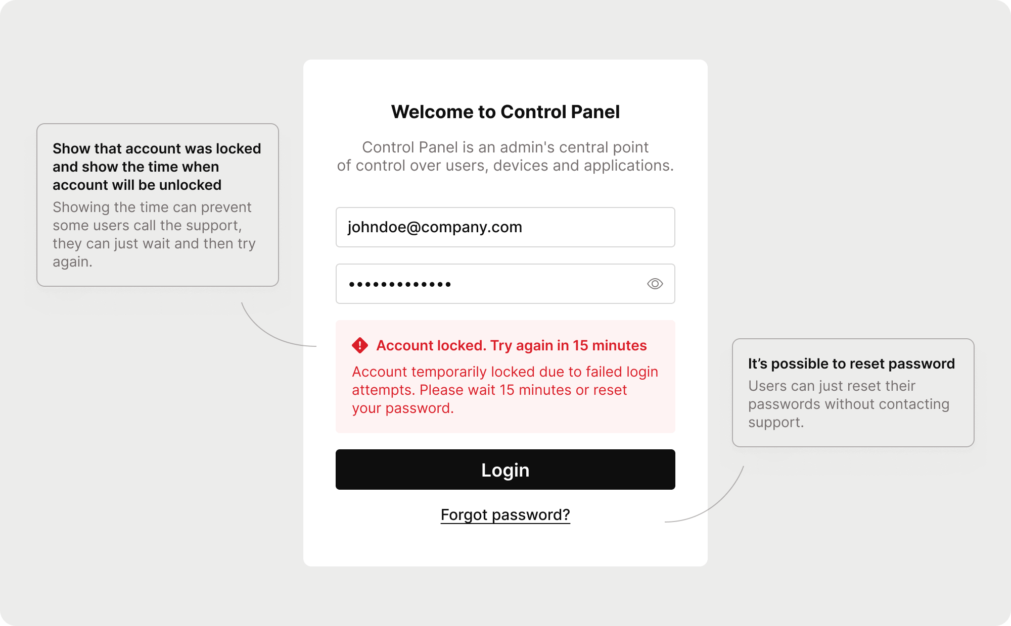 Redesigned login form step 2