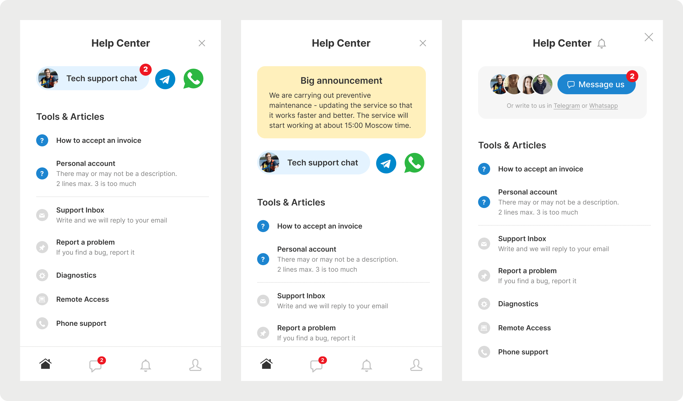 First draft of the Help Center redesign