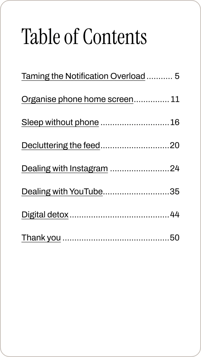 Table of contents